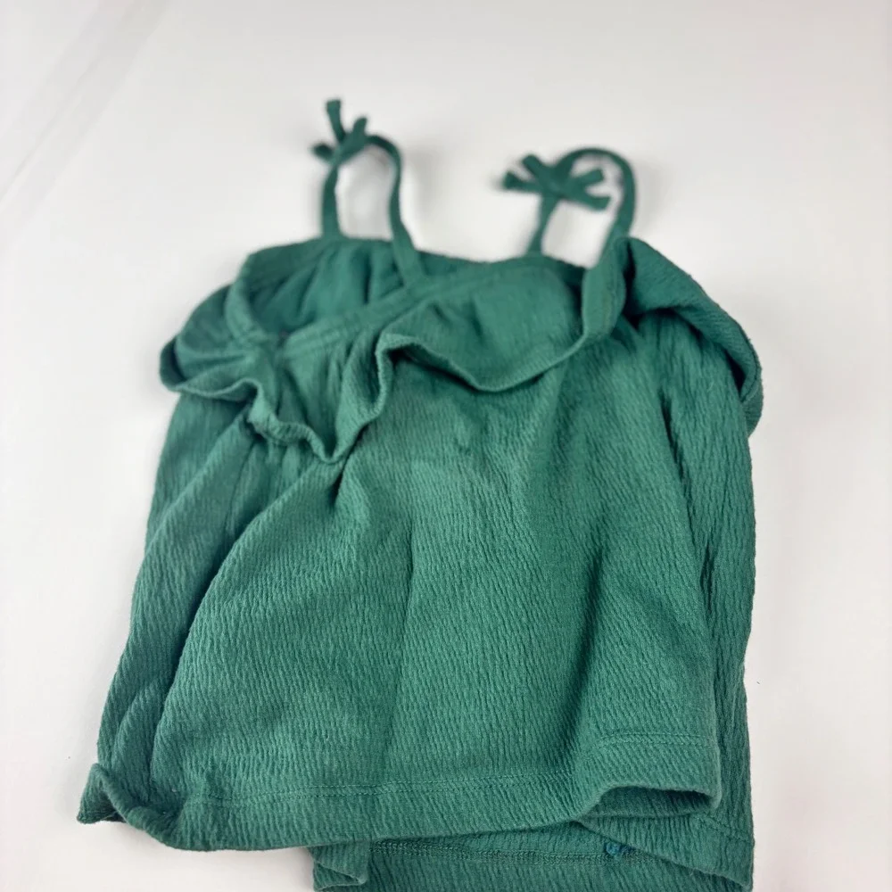 Carter's Green Crinkle Cotton Tank Top‎ & Bloomers Set Toddler 24 Months